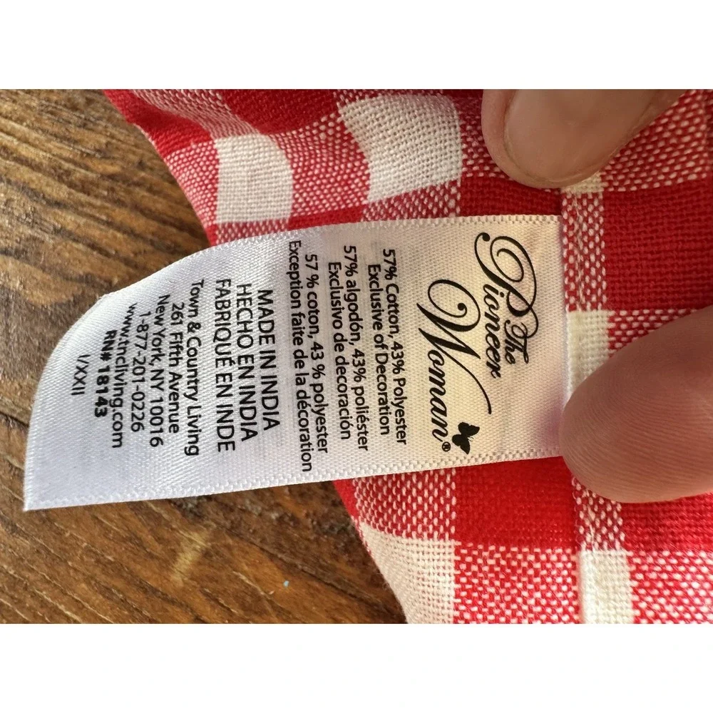 2 Pom Pom Fringed Valance Curtain Gingham Check Pioneer Woman 59